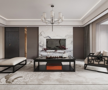 New Chinese Style A Living Room-ID:599991087