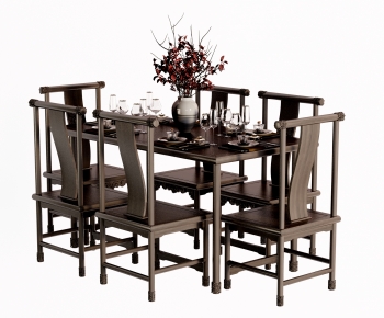 中式实木餐桌椅组合-ID:885633958