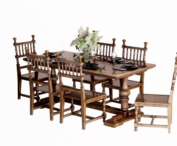 American Style Dining Table And Chairs-ID:675172099