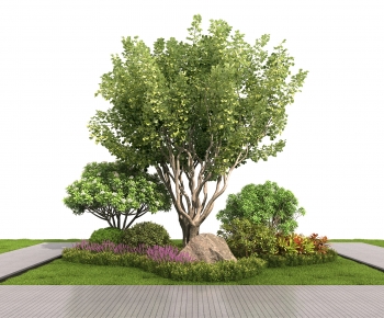 现代植物堆 景观树 灌木 石头-ID:139950043