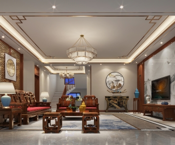 New Chinese Style A Living Room-ID:798161981