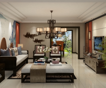 New Chinese Style A Living Room-ID:950423006