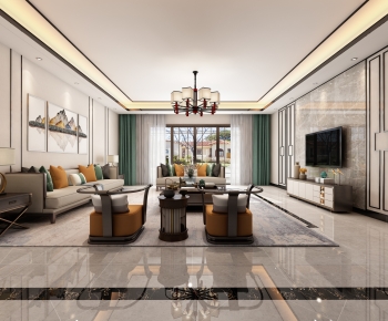 New Chinese Style A Living Room-ID:950185065