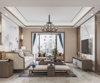 New Chinese Style A Living Room-ID:325798033