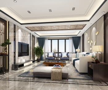 New Chinese Style A Living Room-ID:429188978