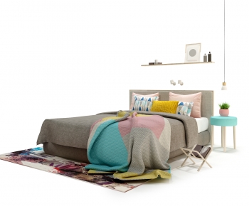 Nordic Style Double Bed-ID:889672042