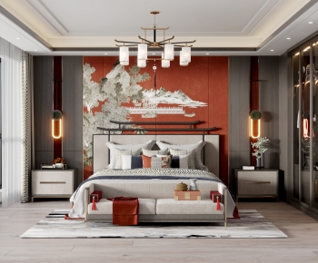 New Chinese Style Bedroom-ID:218579879