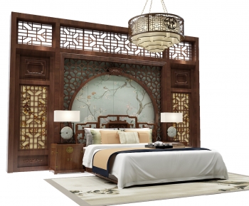 Chinese Style Double Bed-ID:478600988