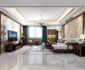 New Chinese Style A Living Room-ID:854577062