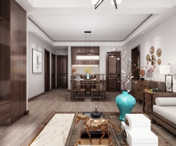 New Chinese Style A Living Room-ID:345360996