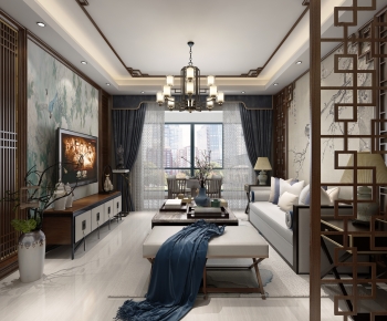 New Chinese Style A Living Room-ID:286103018