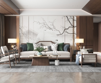 New Chinese Style A Living Room-ID:699198011