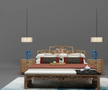 New Chinese Style Double Bed-ID:609309777