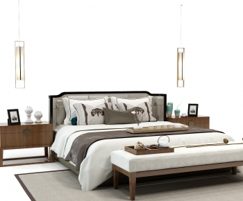 New Chinese Style Double Bed-ID:705338956