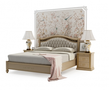 American Style European Style Double Bed-ID:393594031
