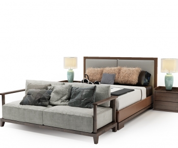New Chinese Style Double Bed-ID:889609106