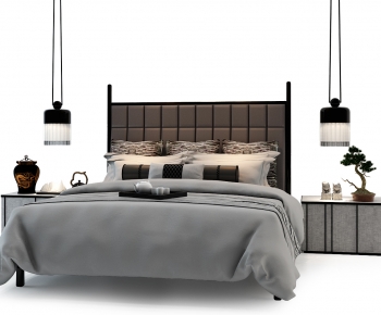 New Chinese Style Double Bed-ID:827299123