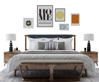 Nordic Style Double Bed-ID:203640586