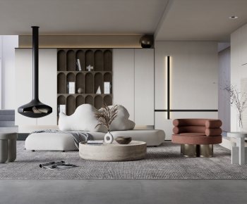 Modern Wabi-sabi Style A Living Room-ID:215981066