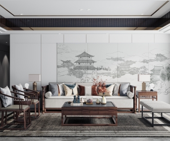 New Chinese Style A Living Room-ID:423186062