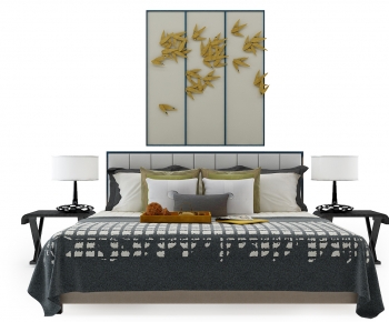 New Chinese Style Double Bed-ID:740737922