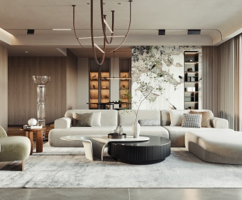 Modern Wabi-sabi Style A Living Room-ID:978300094