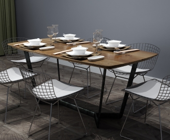 Industrial Style Dining Table And Chairs-ID:689009905
