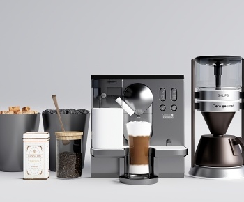 现代咖啡机、磨豆机、咖啡豆-ID:1334231
