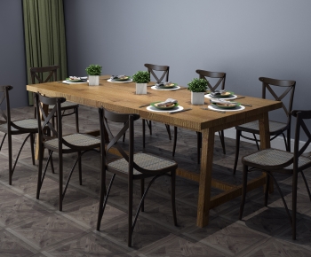 Industrial Style Dining Table And Chairs-ID:954093932