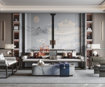 New Chinese Style A Living Room-ID:245640045