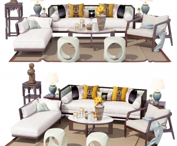 New Chinese Style Sofa Combination-ID:390378952