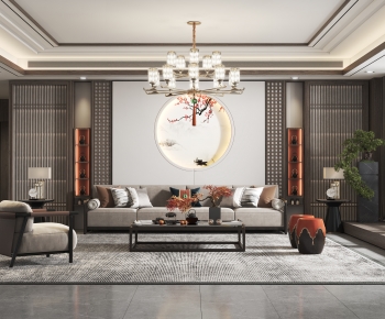 New Chinese Style A Living Room-ID:116600999