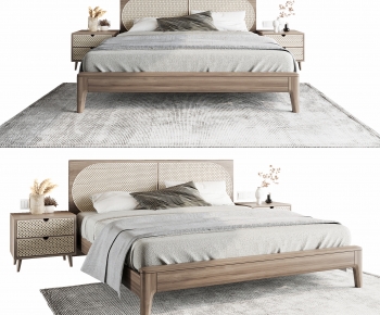 Wabi-sabi Style Double Bed-ID:264285092