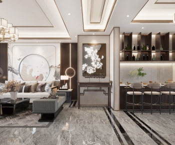 New Chinese Style A Living Room-ID:690747025