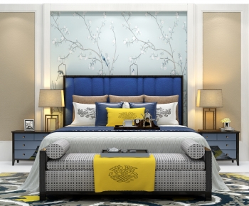 New Chinese Style Double Bed-ID:159539943