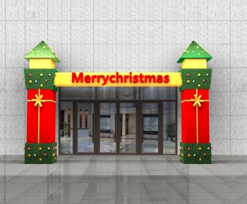 美式商场圣诞节装饰门面-ID:505995996