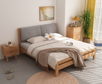 Nordic Style Double Bed-ID:881427054