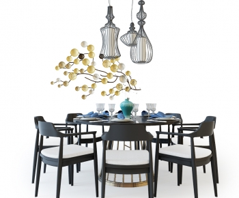 New Chinese Style Dining Table And Chairs-ID:303350933