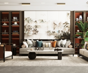 New Chinese Style A Living Room-ID:194171918