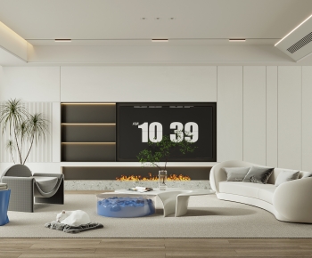 Modern Wabi-sabi Style A Living Room-ID:174489973