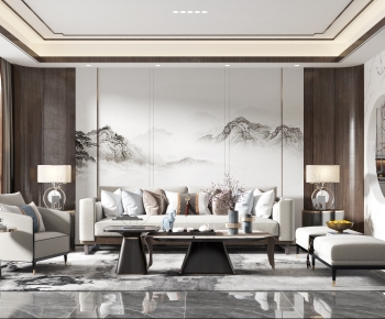 New Chinese Style A Living Room-ID:940644038