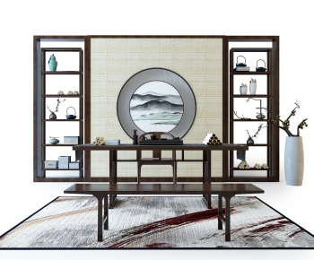 Chinese Style Computer Desk And Chair-ID:801451921