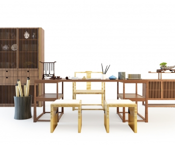 Chinese Style Computer Desk And Chair-ID:196100003