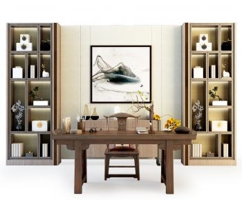 Chinese Style Computer Desk And Chair-ID:173666957