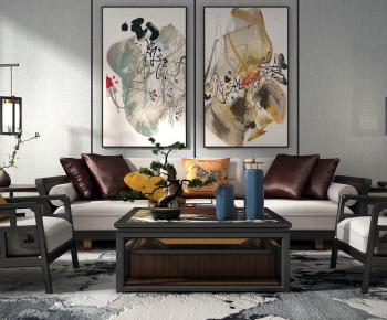 New Chinese Style Sofa Combination-ID:930542954