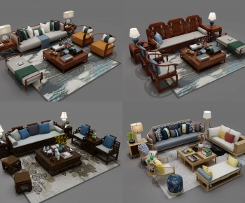 New Chinese Style Sofa Combination-ID:868329053