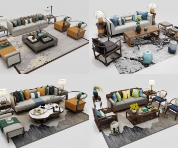 New Chinese Style Sofa Combination-ID:501719003