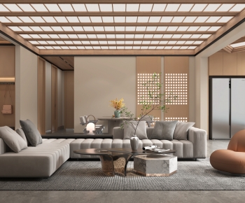 Modern New Chinese Style A Living Room-ID:136574034