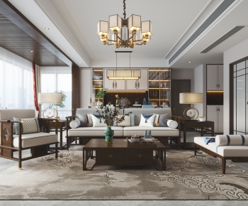 New Chinese Style A Living Room-ID:408060071