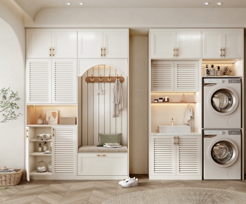 Nordic Style Laundry Cabinet-ID:109528067
